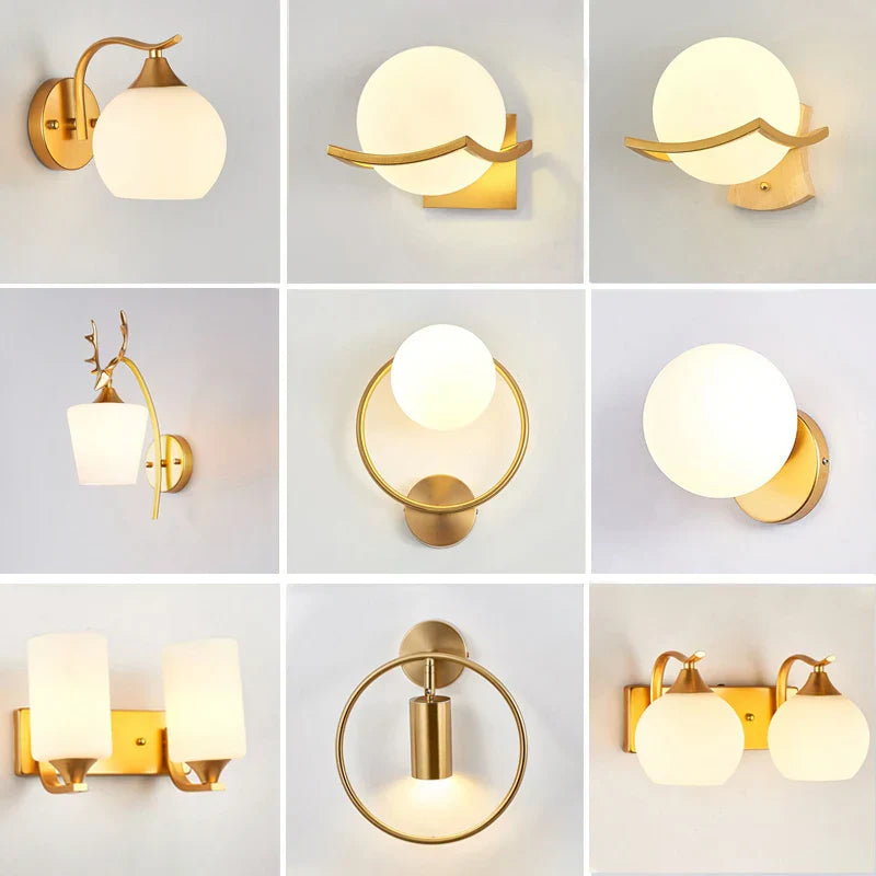 Modern Glass Shade Wall Lamp for Bedroom Loft Design, Up Down Iron LED Night Lights.