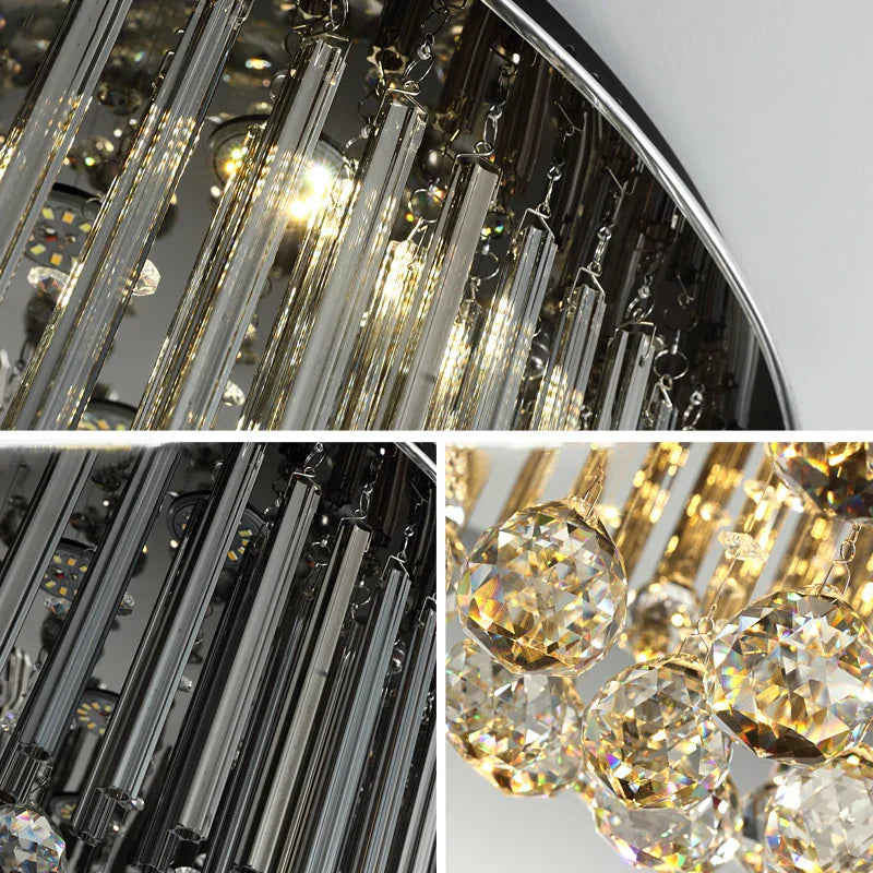 Luxury Crystal Ceiling Lamp: Modern Elevated Round Hanging Lighting for Home