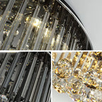 Luxury Crystal Ceiling Lamp: Modern Elevated Round Hanging Lighting for Home