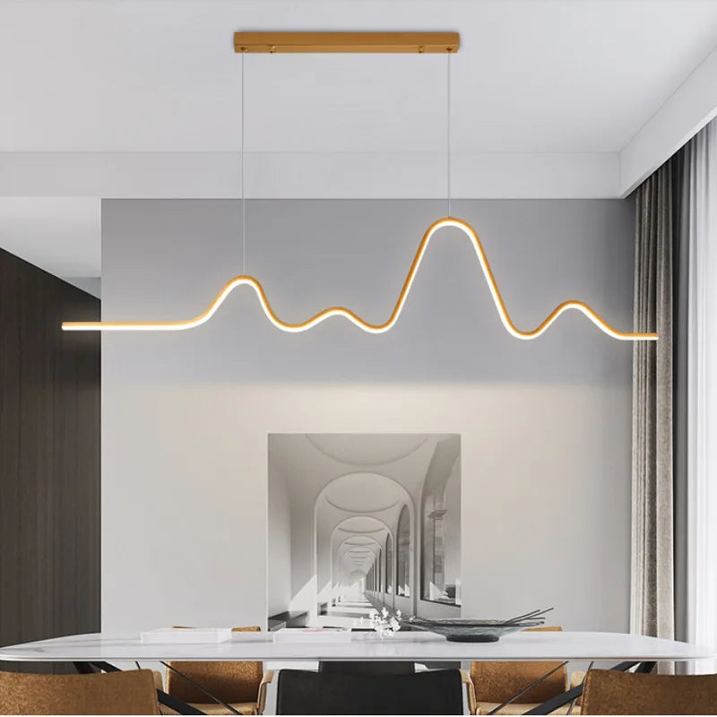 Modern Dining Room LED Chandelier & Hanging Lamps with Sleek Aluminum Design