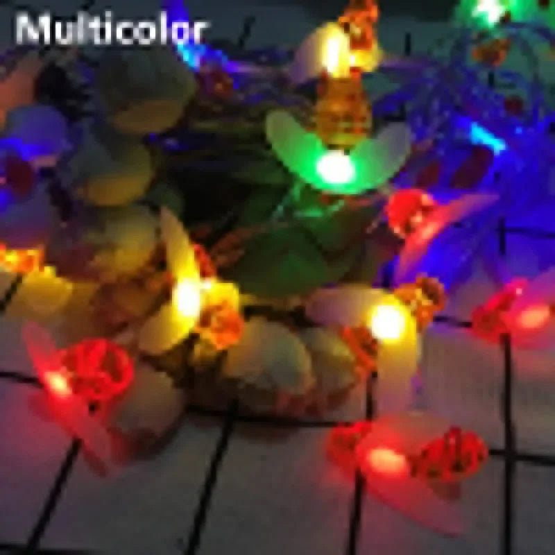 Solar Bee String Lights: Outdoor Fairy Light Garland 8 Modes Waterproof Garden Party Decor