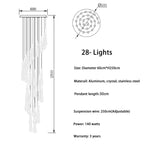 Crystal LED Chandelier: Modern Loft Art Pendant Lighting for Restaurant, Bar, Staircase