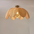 Handmade Rattan Petal Pendant Light with Chinese Style Design for Living & Dining Rooms