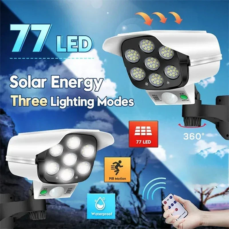 Solar Security Camera Light 3 Mode Outdoor Motion Sensor LED Flood IP65