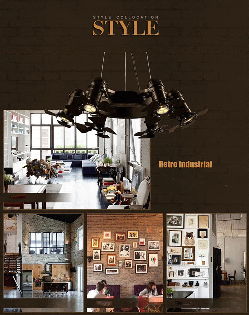 Vintage Iron Industrial Chandelier for Restaurant Bar Coffee Shop