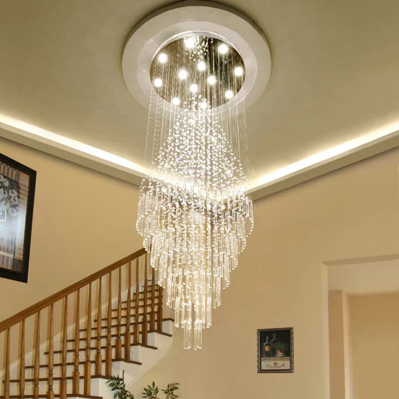Crystal Chandelier Lighting Luxury Home Decor Loft Villa Stairs Chandeliers