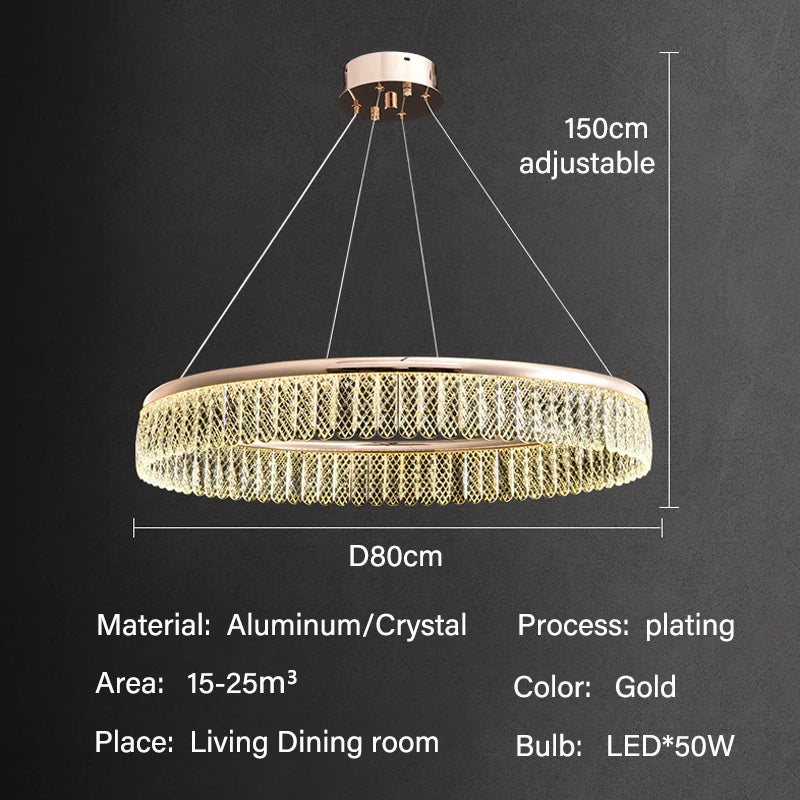 Crystal Chandelier Luxury LED Lighting for Living Dining Kitchen Bedroom