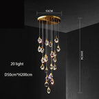 Diamond Crystal Chandelier: Luxury Gold LED Lighting for Staircase & Living Room