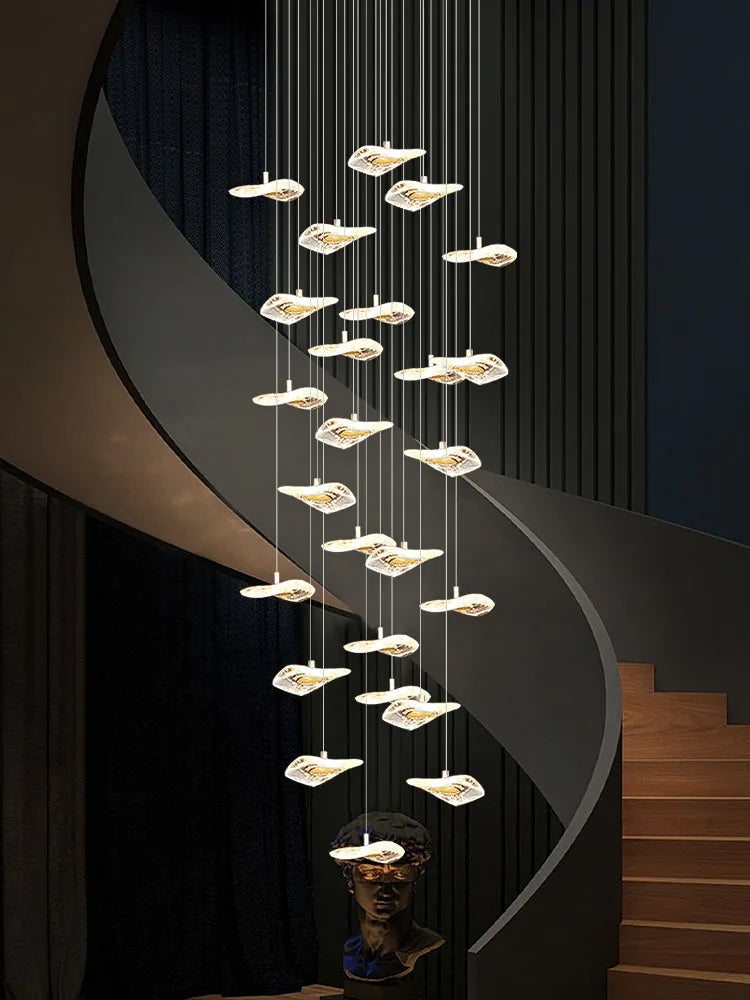 Crystal Glass Staircase Chandelier: Modern Nordic Luxury Living Room Lighting