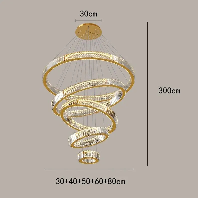 Crystal Round Chandelier: Elegant Stair Pendant Light for Luxury Home Decor