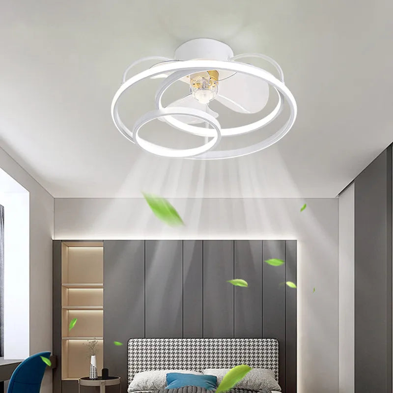 LED Ceiling Fan with Remote Control, Modern Silent Lighting Fixture for Bedroom and Dining Room