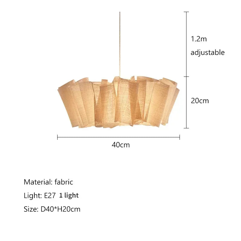 Nordic Fabric Ceiling Chandelier - Handmade Wabi Sabi Vintage Bedroom Pendant Lights