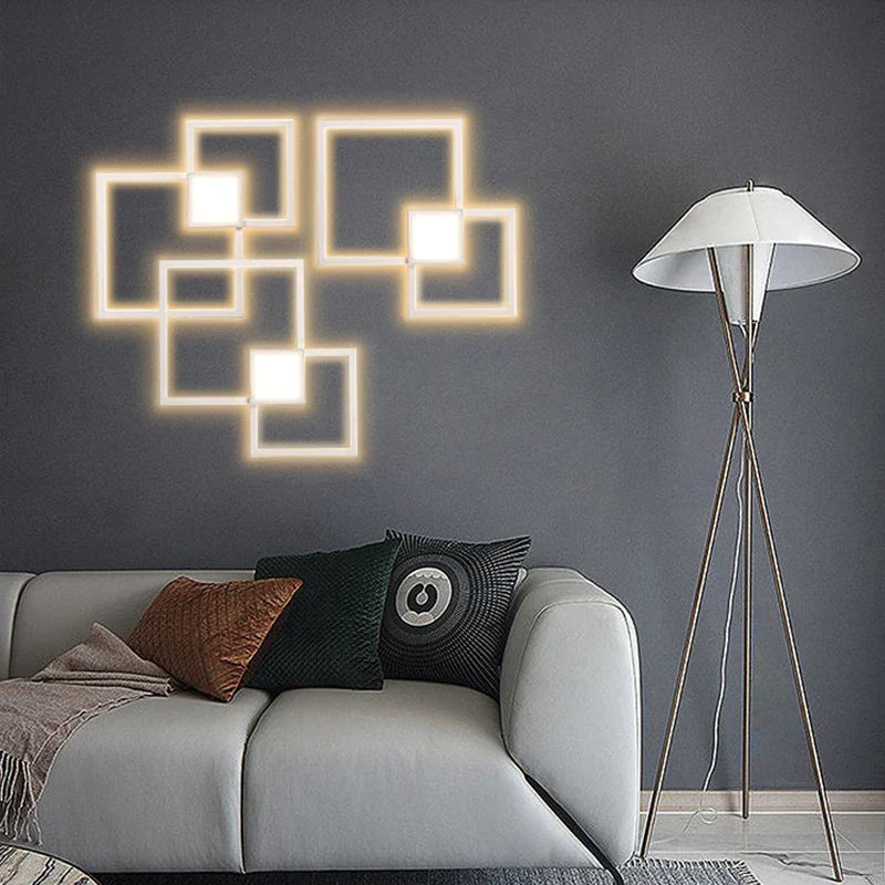Dimmable Square LED Wall Sconce: Modern Black White Metal Indoor Lighting