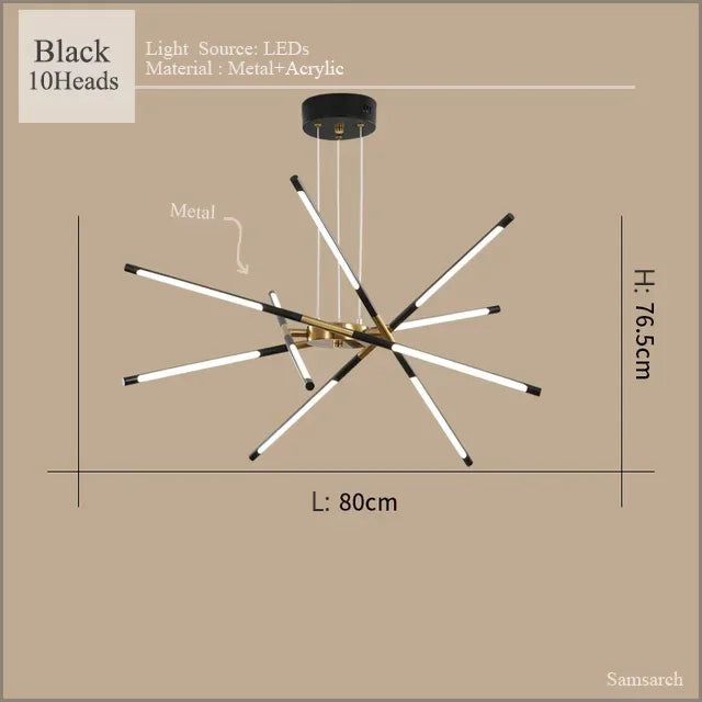 Modern LED Linear Chandelier: Creative Design Ceiling Lamp with Remote for Home Decor