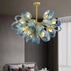 Peacock Leaf Copper Ceiling Chandelier: Modern LED Art Deco Blue 2024 Lustre