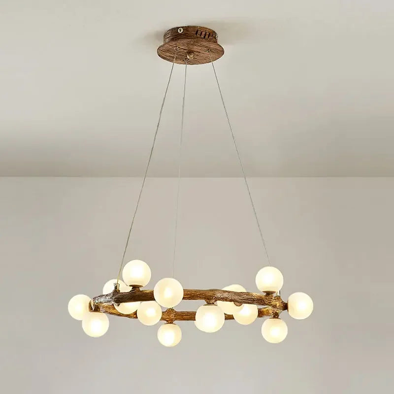 Retro Wood Twig LED Chandelier Pendant Light for Dining Room Kitchen Decoration