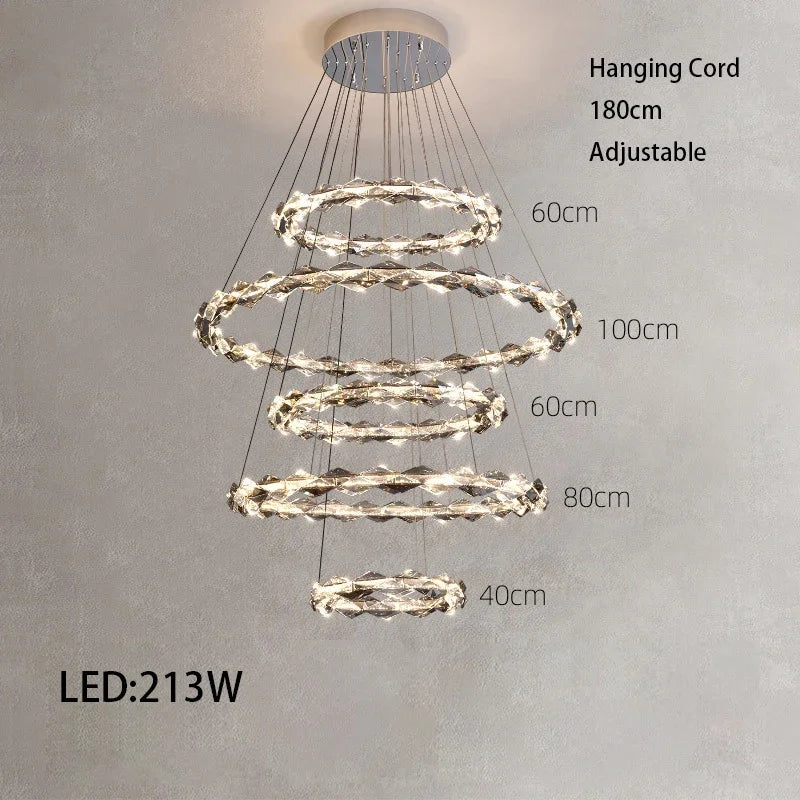 Modern Crystal LED Ceiling Chandelier Light Set for Stylish Indoor Lighting