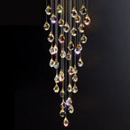 Diamond Crystal Chandelier: Luxury Gold LED Lighting for Staircase & Living Room