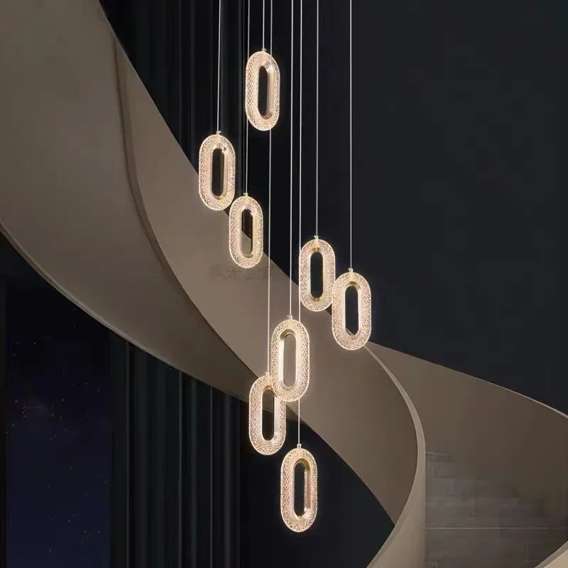 LED Chandeliers: Luxury Staircase Pendant Lamps, Long Hanging Gold Fixture