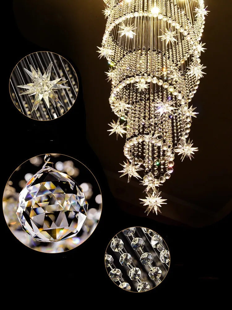 Crystal Spiral Chandelier: Modern Home Decoration for Living Room, Duplex, Villa, Loft