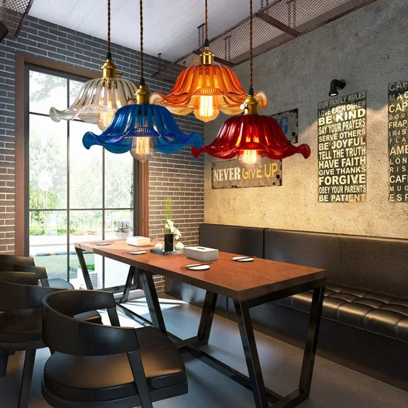 Glass Pendant Lights: Vintage LED Indoor Lighting for Home, Living Room, and Cafe.