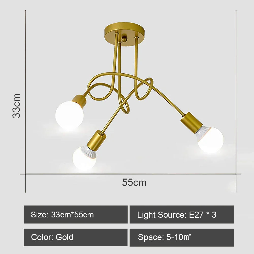 Nordic Wrought Iron Sputnik Ceiling Light Chandelier for Home Decor