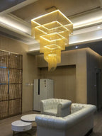 Modern Aluminum Chain Tassel Chandelier for Living Room Hotel, Artistic Large Size