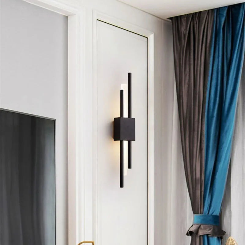 Art Deco Gold LED Wall Sconce with Marble Accent - Modern Bedroom & Living Room Lighting
