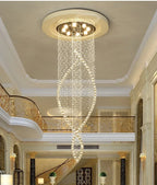Crystal Chandelier: Modern LED Staircase Light Fixture for Villa Hall