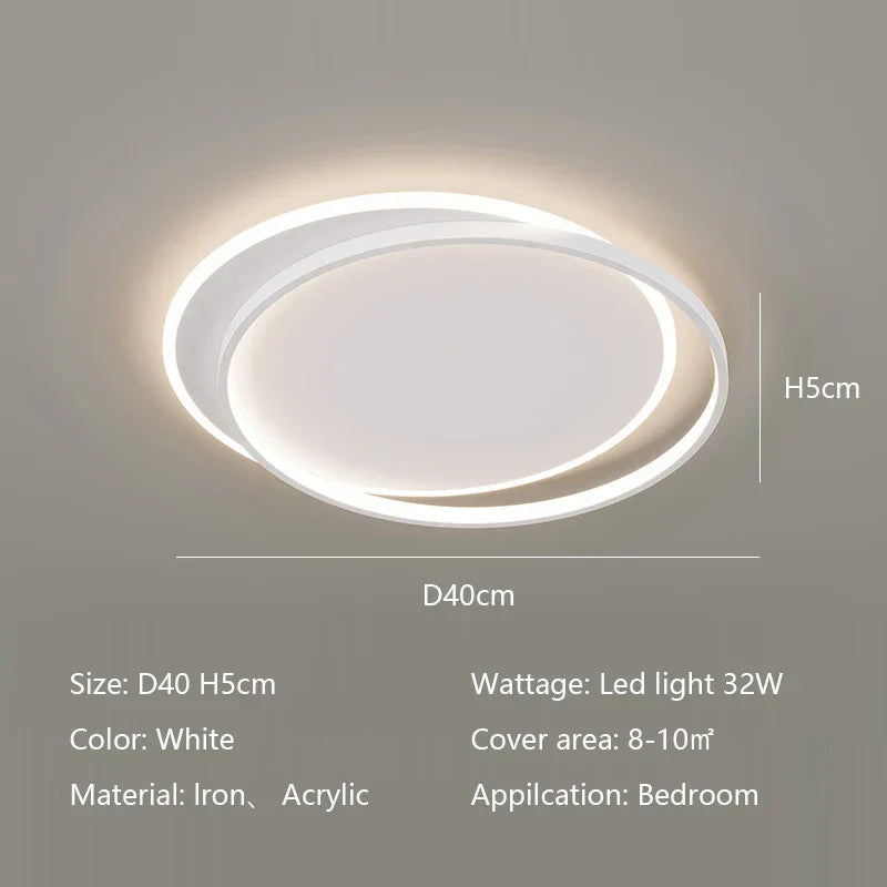 Modern Round LED Ceiling Lamp for Bedroom, Living Room, Study - Dimmable Circle Light Fixtures