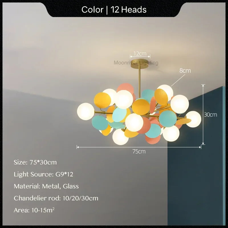 Glass Hanging Ceiling Lamp for Kids Room, Living Room, Bedroom - Modern Chandelier & Home Decor