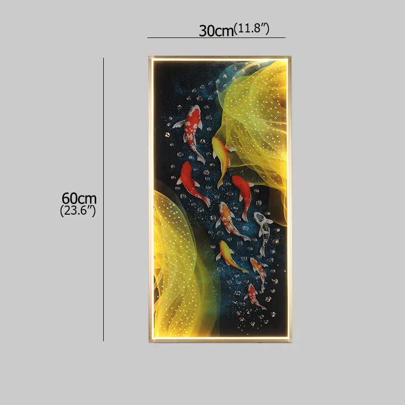 Gold Fish LED Picture Wall Light for Home Decor & Bedroom Aisle