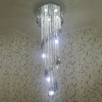 Smoky Gray Crystal Chandelier: Modern Luxury Lighting for Stairway, Corridors, and Villas