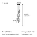 Modern Minimalist LED Stair Chandelier for Duplex Building Villa Living Room Dining Area