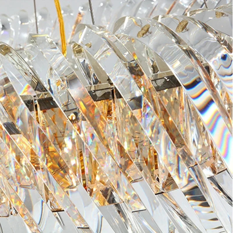 Oval Crystal Chandelier for Living Room Bedroom Study Lighting