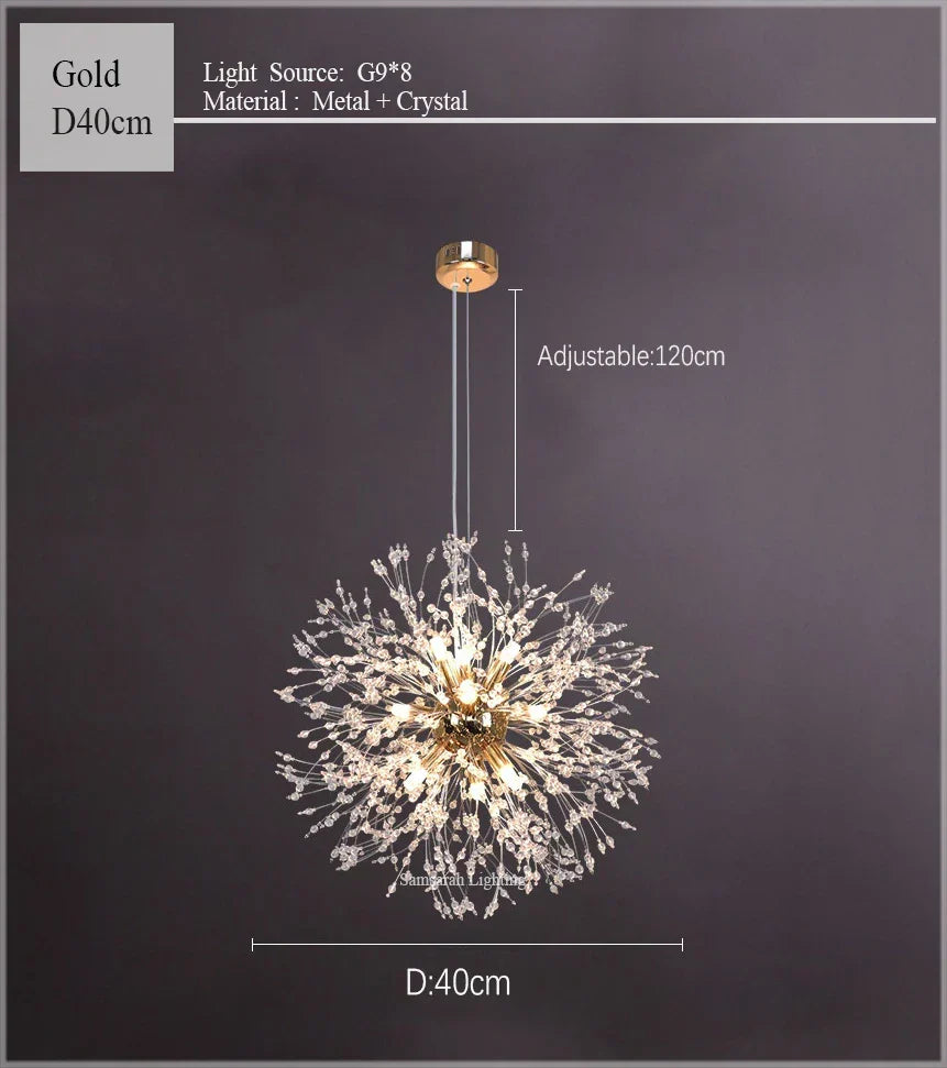 Dandelion Chandelier LED Sparkle Ball Crystal Lighting for Restaurant & Living Room