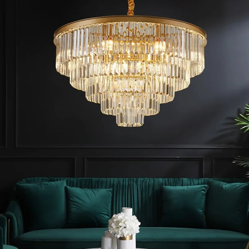 Crystal Chandelier Stair Pendant Light Interior Lighting for Modern Home Decor