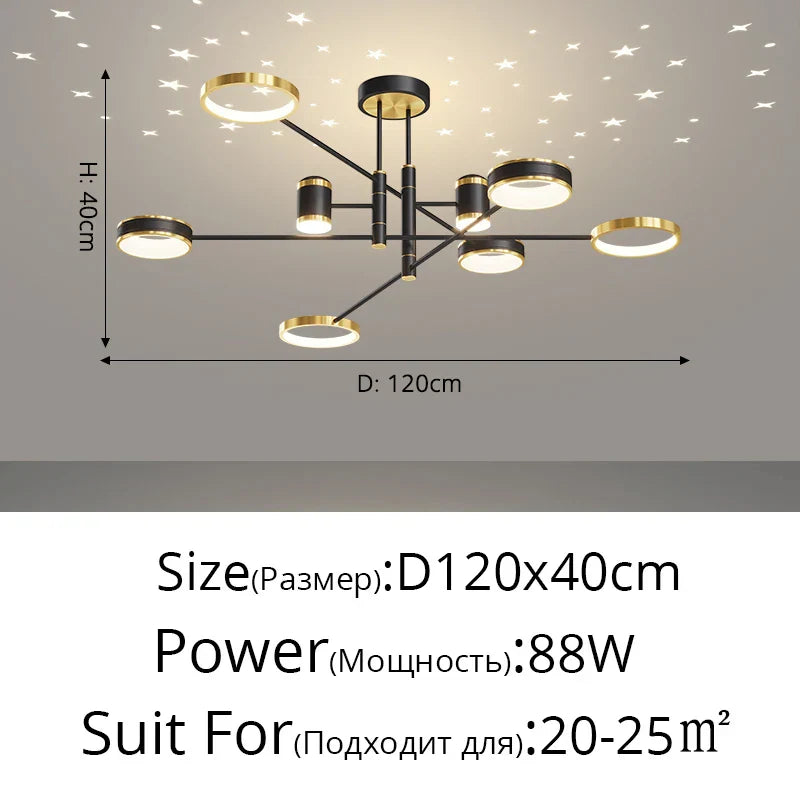 Modern LED Chandelier | Smart Remote Ceiling Pendant Light for Home Decor