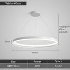 Round Ring LED Chandelier for Modern Minimalist Home and Office Decor