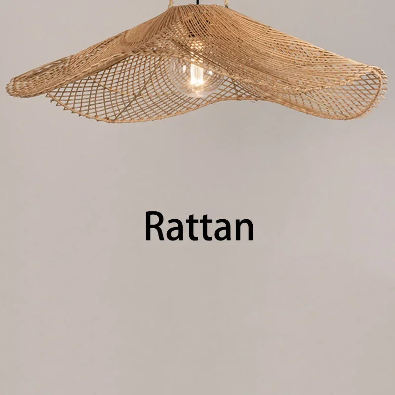 Rattan Straw Hat Chandeliers for Restaurant, Hotel, and Loft Décor