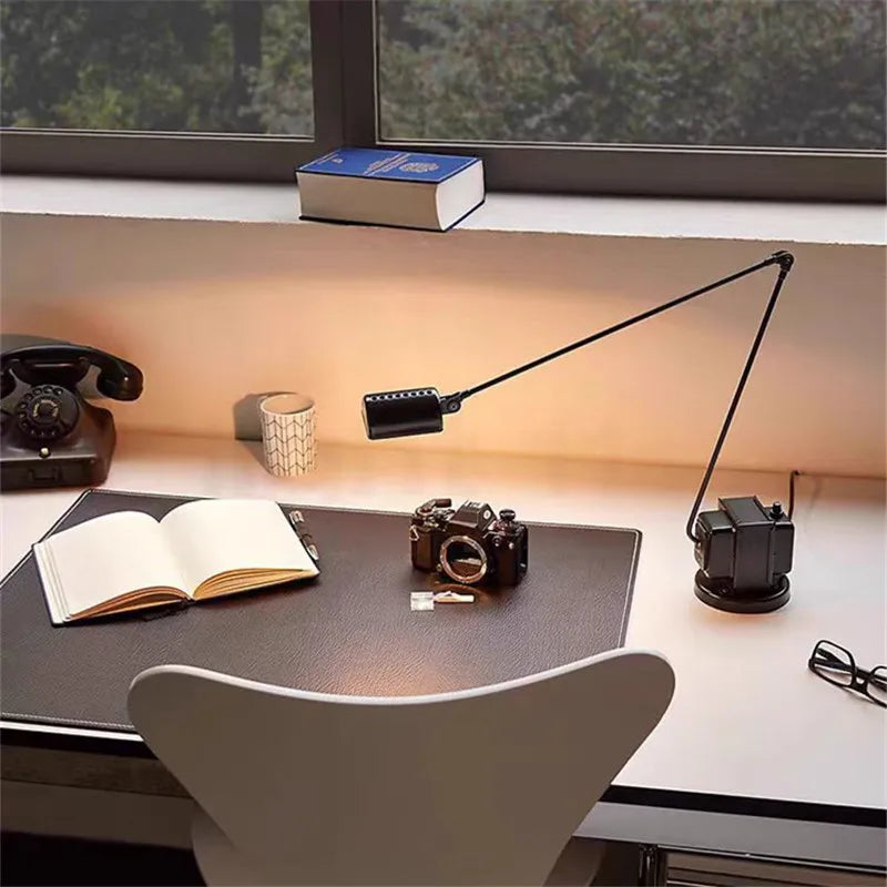 Lumina Adjustable Long Arm Floor Lamp - Industrial Design for Reading and Study Room