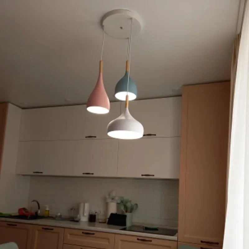 Wood Pendant Light: Modern Nordic Kitchen Ceiling Lamp for Dining Room & Coffee Bar