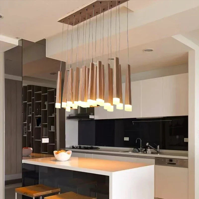 Modern Wood Chandelier Pendant for Dining Room, Living Room, Bedroom