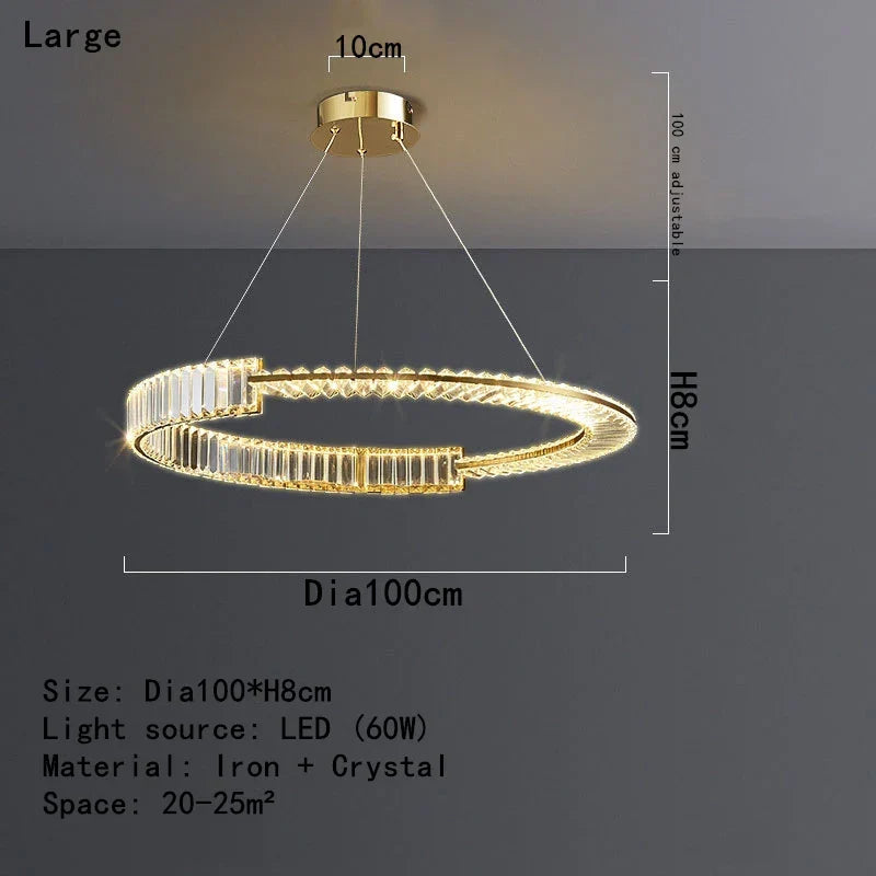Round Iron Electroplating K9 Crystal LED Chandelier - Home Improvement