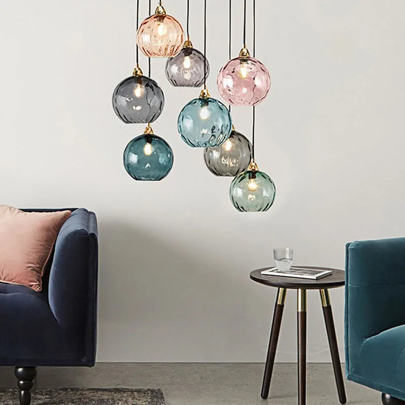 Glass Ball Lustre Pendant Lights - Modern Nordic Design for Kitchen, Bedroom, or Restaurant