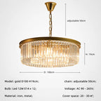 Retro Gold Black Metal Crystal Pendant Lights - Chain Hanging LED Lamp Fixtures