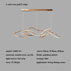 Rose Gold LED Chandeliers: Modern Rings Lighting for Living, Dining, Kitchen - Luminaire