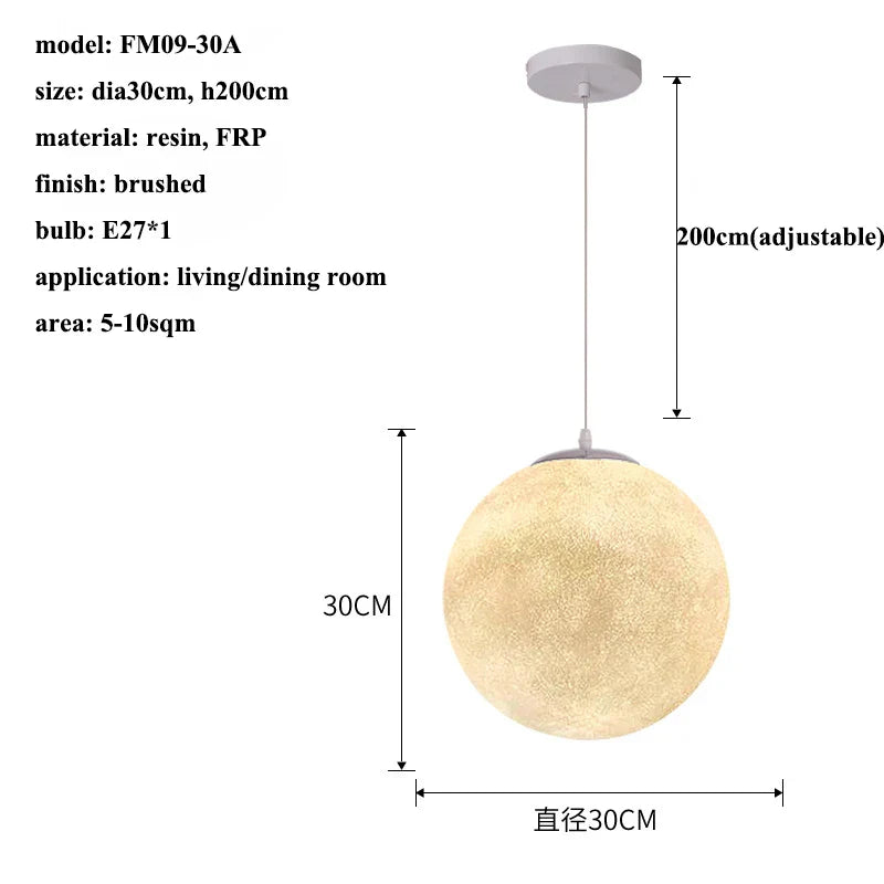 Cream Moon LED Pendant Chandelier: Modern Living Room Kitchen Bedroom Lighting