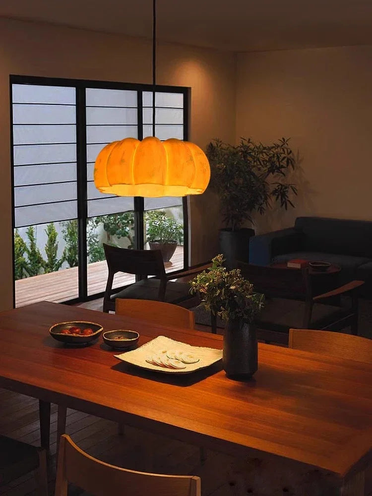 Retro LED Pumpkin Pendant Light for Dining Room, Bar, and Bedroom Decor