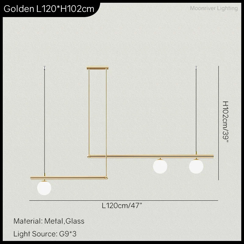 Linear Minimalist Chandelier Pendant Light for Living Room, Dining Table Ceiling Decor